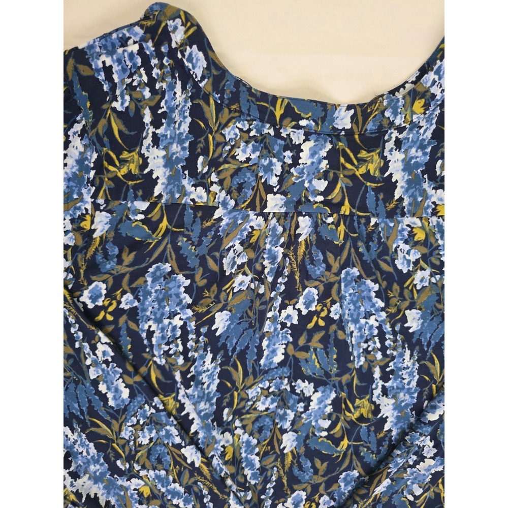 Lands End Womens 2X Blue Floral Tencel Modal Henley Long Sleeve Blouse Top NWT - Picture 13 of 16